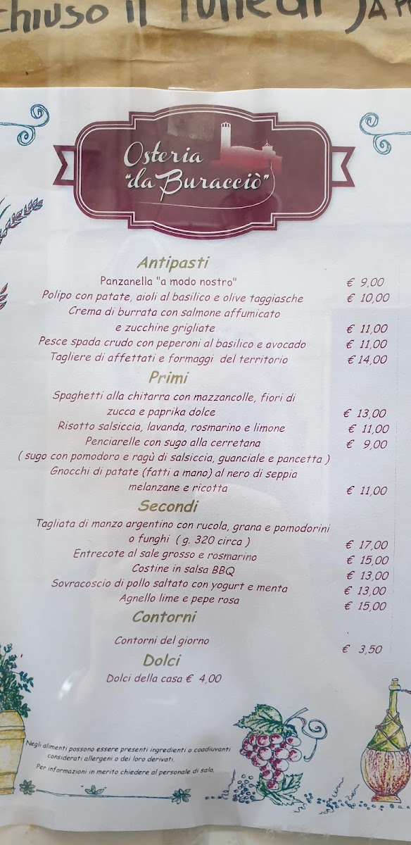 Menu Osteria Da Buraccio'-4